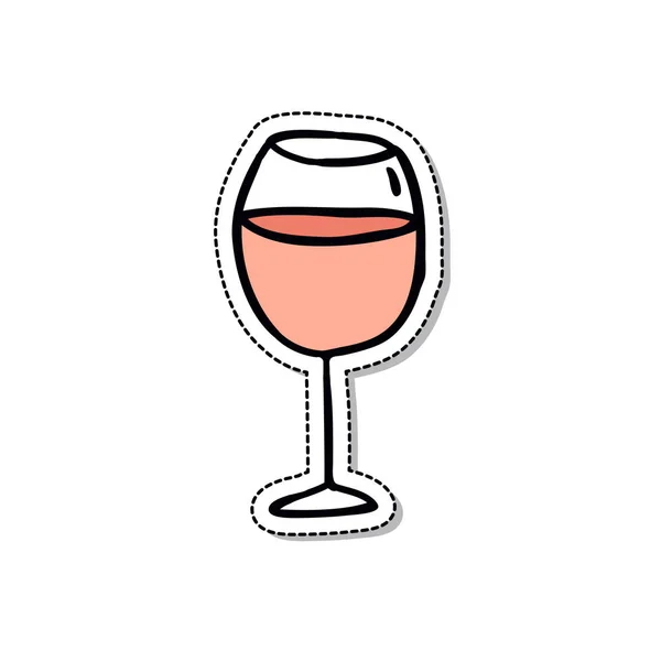 Copa de vino rosa garabato icono, vector de ilustración — Vector de stock