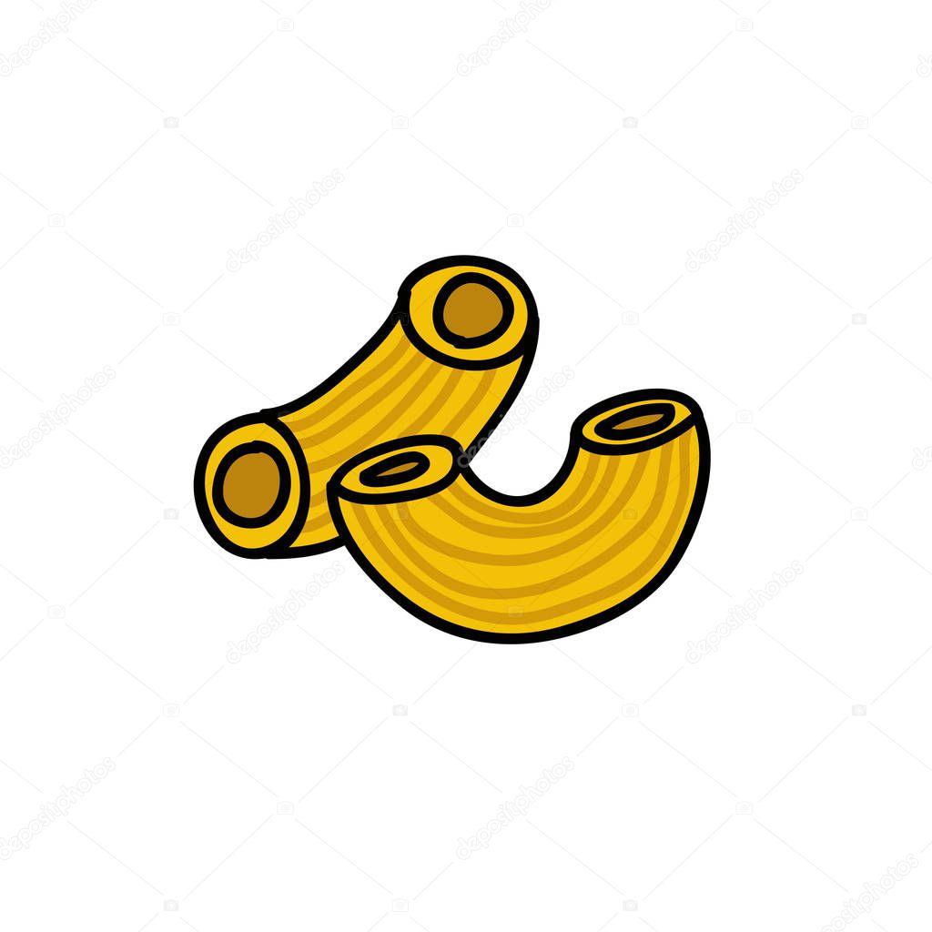 gomiti rigati pasta doodle icon, vector illustration