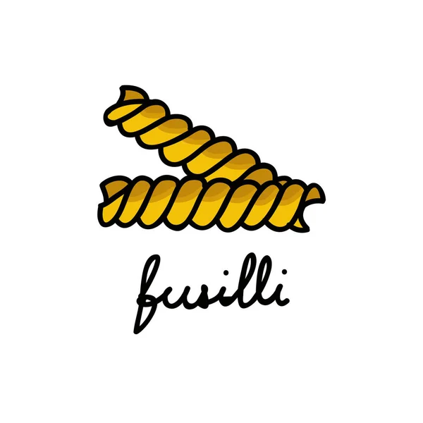 Fusilli pasta doodle icoon, vector illustratie — Stockvector