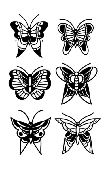 Pillangó firka ikon, hagyományos tetoválás illusztráció — Stock Fotó