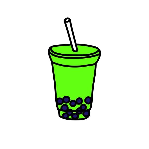 Bubble Tea Doodle Symbol, Vektorillustration — Stockvektor