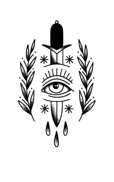 bıçak karalama simgesi, geleneksel dövme çizimi