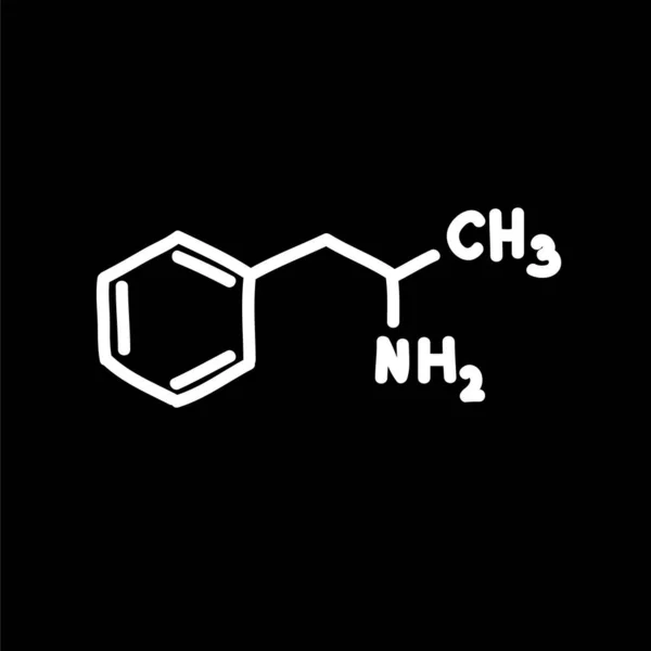 Fórmula química anfetamina garabato icono, vector de ilustración — Archivo Imágenes Vectoriales