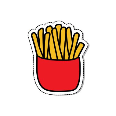 Patates kızartması karalama ikonu, vektör çizimi