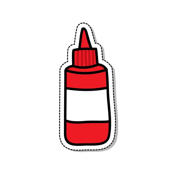 Ketchup doodle icoon, vector illustratie — Stockvector