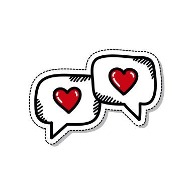 aşk mesajları karalama simgesi, vektör illüstrasyonu