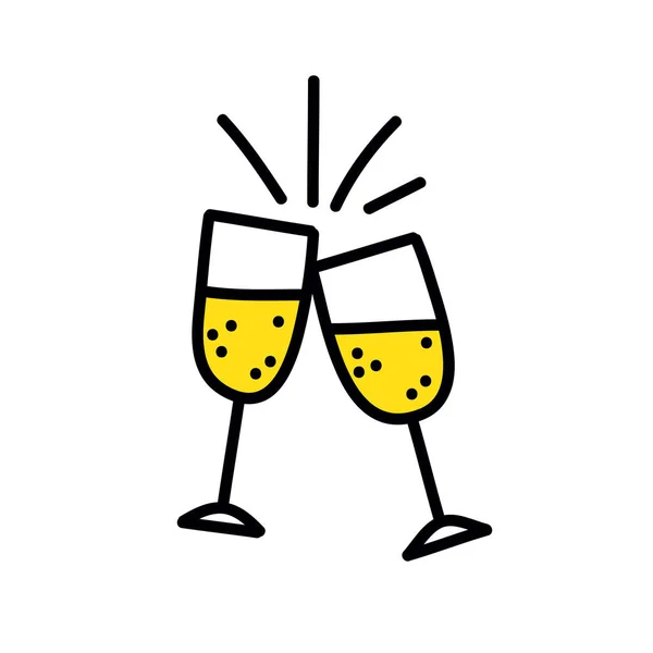 Şampanya karalama ikonu, vektör illüstrasyonu