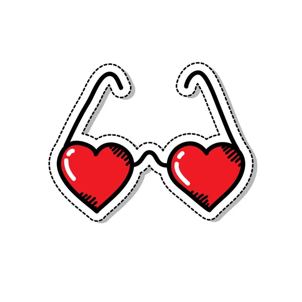 Coração em forma de óculos doodle ícone, ilustração vetorial — Vetor de Stock