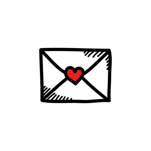 Carta de amor doodle ícone, ilustração vetorial —  Vetores de Stock