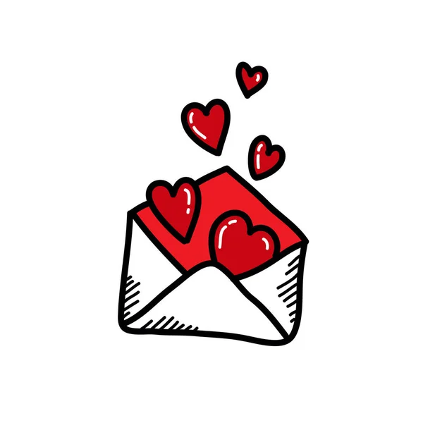 Carta de amor doodle ícone, ilustração vetorial —  Vetores de Stock