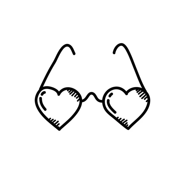 Herzförmige Brille Doodle-Symbol, Vektorillustration — Stockvektor