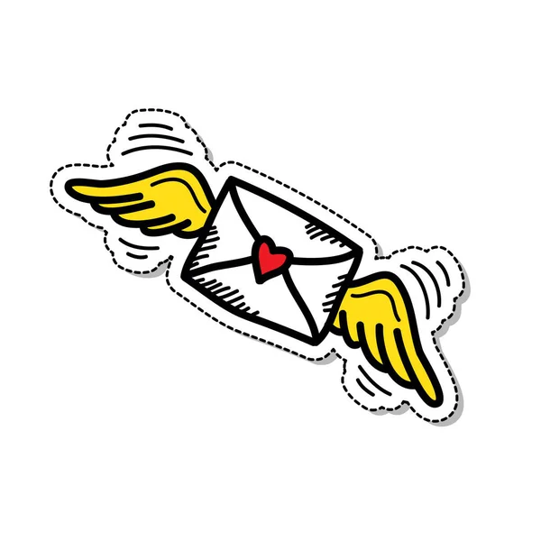 Carta de amor garabato icono, vector de ilustración — Vector de stock