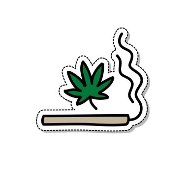 Marihuana sigara karalama ikonu, vektör illüstrasyonu