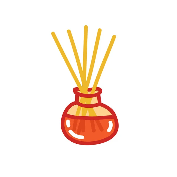 Diffuseur de roseau avec icône doodle huiles essentielles, illustration vectorielle — Image vectorielle