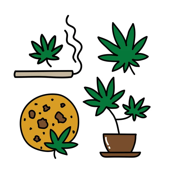 Icône de doodle marijuana, illustration vectorielle — Image vectorielle