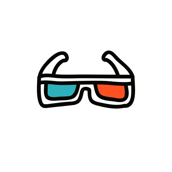 3D-Brille Doodle-Symbol, Vektorillustration — Stockvektor