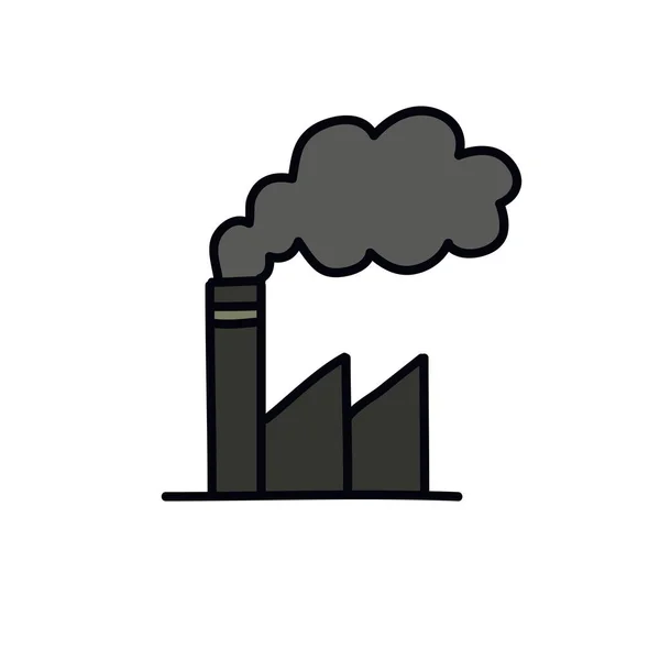 Fábrica doodle icono, vector de ilustración — Vector de stock
