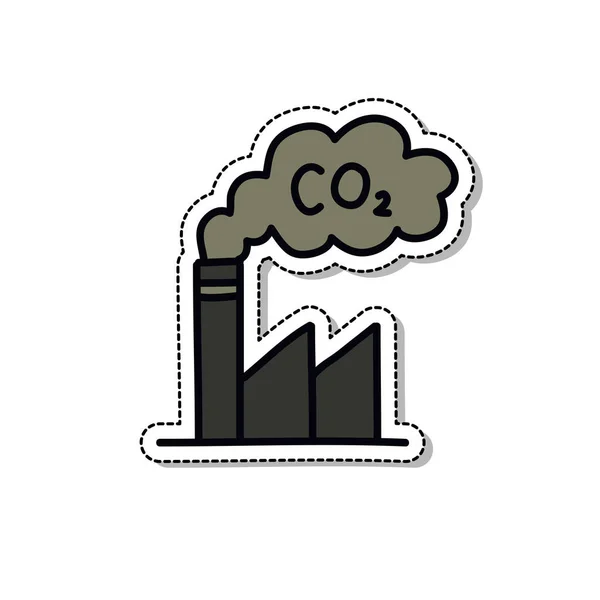 Fábrica doodle icono, vector de ilustración — Vector de stock