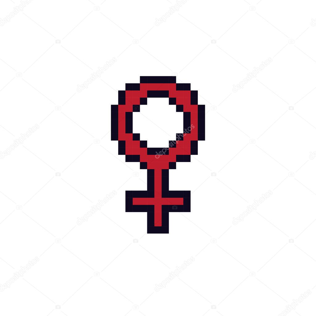 feminine symbol pixel icon, vector illustration