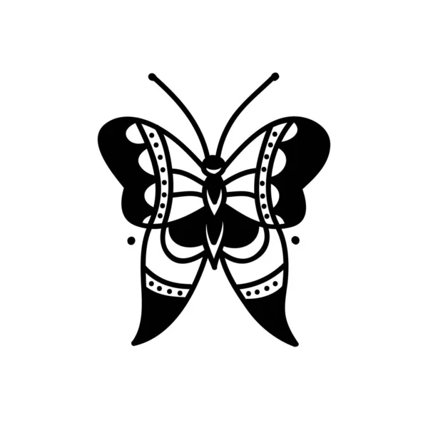 Pillangó firka ikon, hagyományos tetoválás illusztráció — Stock Vector