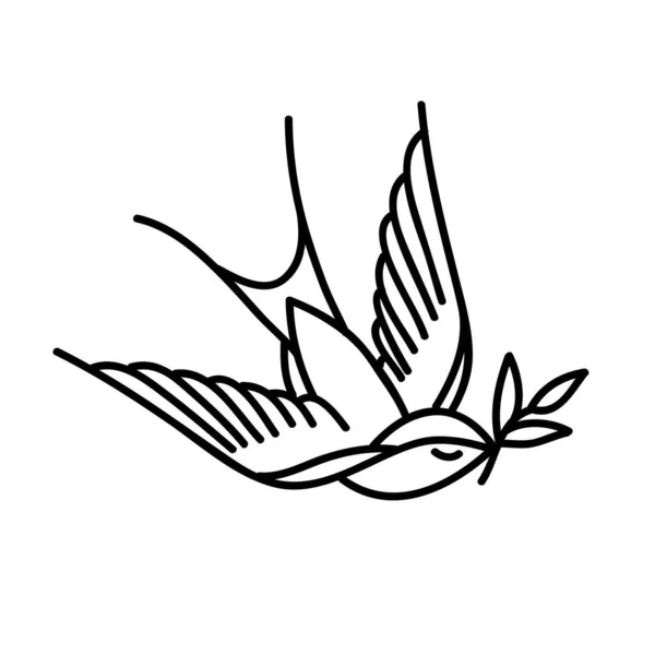 Vlaštovka ikona, tradiční tetování ilustrace — Stockový vektor
