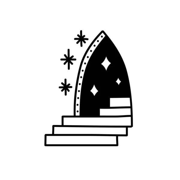 Icona dello scarabocchio della porta, illustrazione tradizionale del tatuaggio — Vettoriale Stock