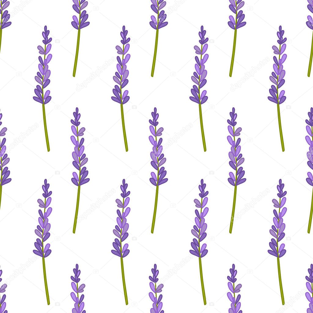 Lavender seamless doodle pattern, vector color illustration