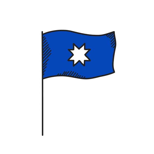 Bannière Mapuche Avec Icône Étoile Doodle Illustration Vectorielle Couleur — Image vectorielle