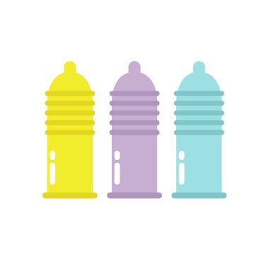 kondom düz simgesi, vektör rengi illüstrasyonu