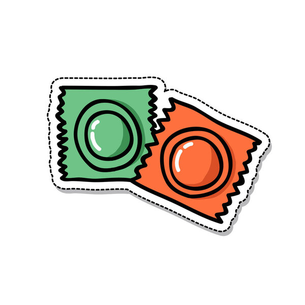 иконка презерватива, векторная цветная иллюстрация
