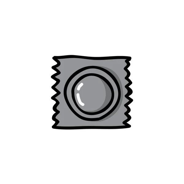 Kondom Doodle Ikon Vektor Färg Illustration — Stock vektor