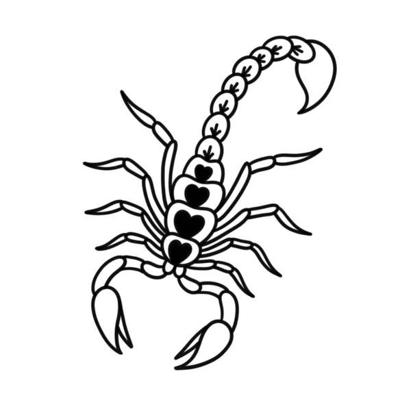Akrep karalama ikonu, geleneksel dövme siyah illüstrasyon