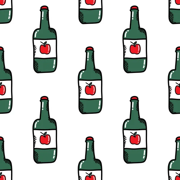 Sidra Manzana Patrón Garabato Sin Costura Ilustración Color Vectorial — Archivo Imágenes Vectoriales