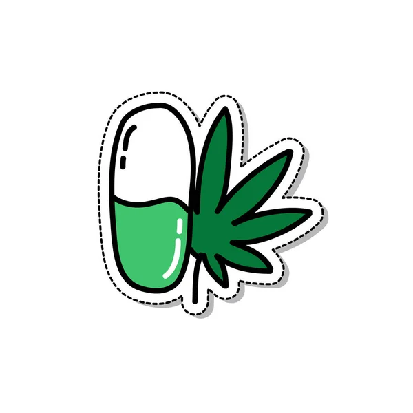 Medicine Marijuana Doodle Icon Vector Color Illustration — Stock Vector