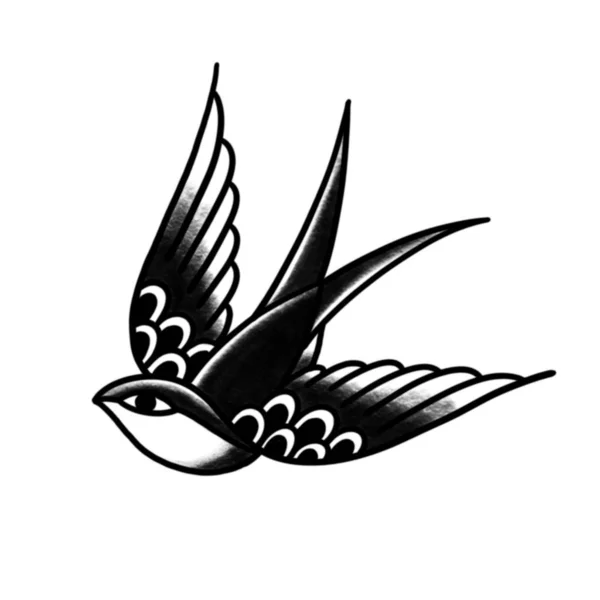 Иконка Ласточки Традиционная Черная Татуировка — стоковое фото