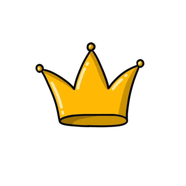 crown doodle icon, cartoon color illustration