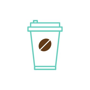 kahve fincanı çizgisi simgesi, vektör rengi illüstrasyonu