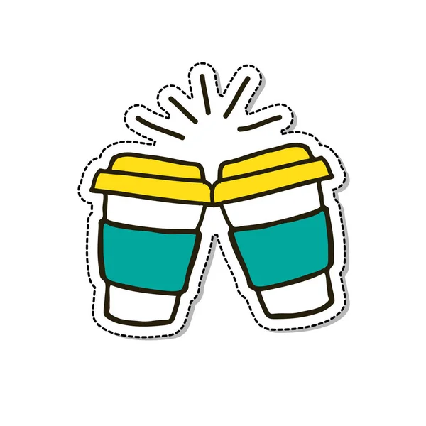 Kaffeetasse Doodle Symbol Vektor Farbabbildung — Stockvektor