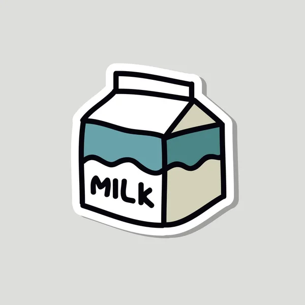 Doos Met Melk Doodle Icoon Vector Kleur Illustratie — Stockvector