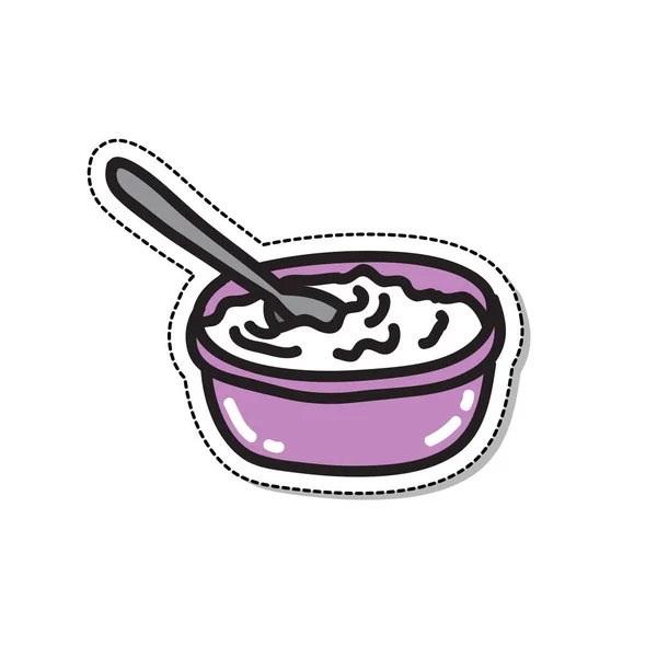 Yogurt Doodle Icon Vector Color Illustration — 스톡 벡터