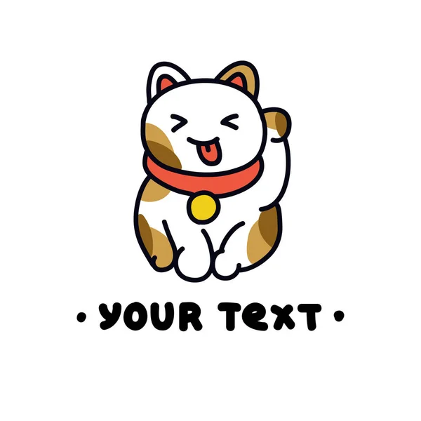 Maneki Neko Doodle Icon Vektorfarbige Illustration — Stockvektor