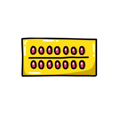 Doğum kontrol hapları karalama simgesi, vektör rengi illüstrasyonu