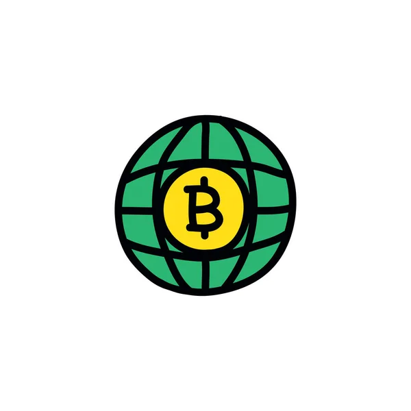 Bitcoin Doodle Icoon Vector Kleur Illustratie — Stockvector