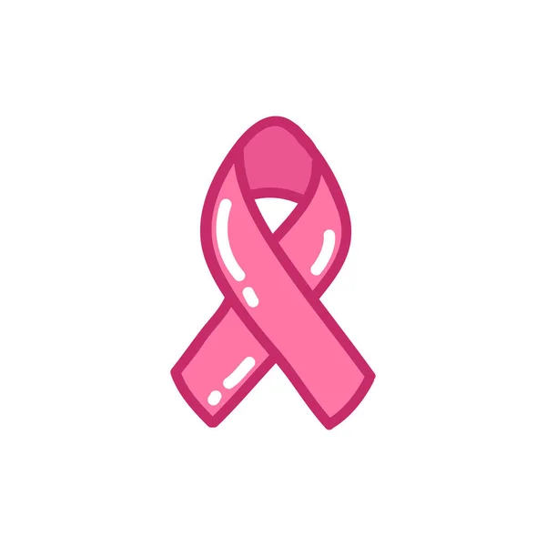 Göğüs Kanseri Farkındalık Kurdelesi Karalama Simgesi Vektör Rengi Illüstrasyonu — Stok Vektör