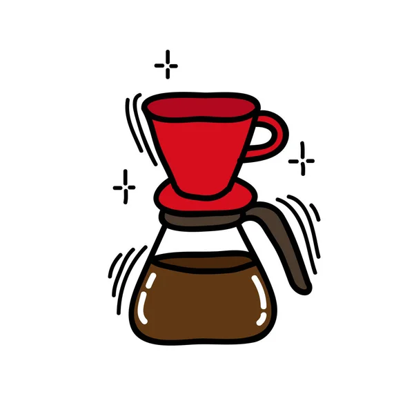 Våg Hälla Över Kaffebryggare Ikon Vektor Färg Illustration — Stock vektor