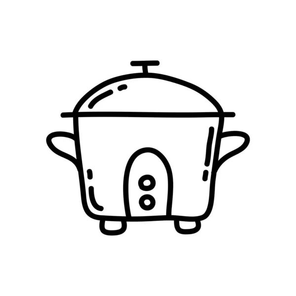 Rice Cooker Doodle Icon Vector Color Illustration — 스톡 벡터