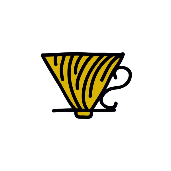 Wave Pour Coffee Maker Doodle Icon Vector Color Illustration — 스톡 벡터