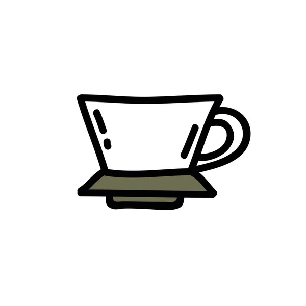 Onda Verter Sobre Cafetera Garabato Icono Vector Ilustración Color — Archivo Imágenes Vectoriales