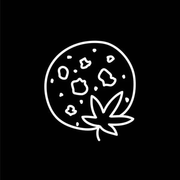 Marihuana Cookie Doodle Symbol Vektorzeilen Illustration — Stockvektor