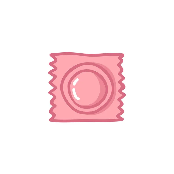 Kondom Doodle Ikon Vektor Färg Illustration — Stock vektor
